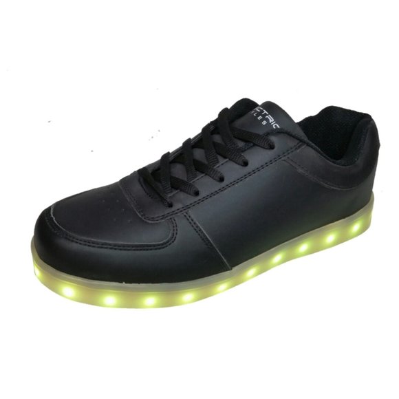 Electric Styles LED Shoes Women's Light Up Glow Sneakers Basic Black Lo Top Bolt - Picture 11 of 12